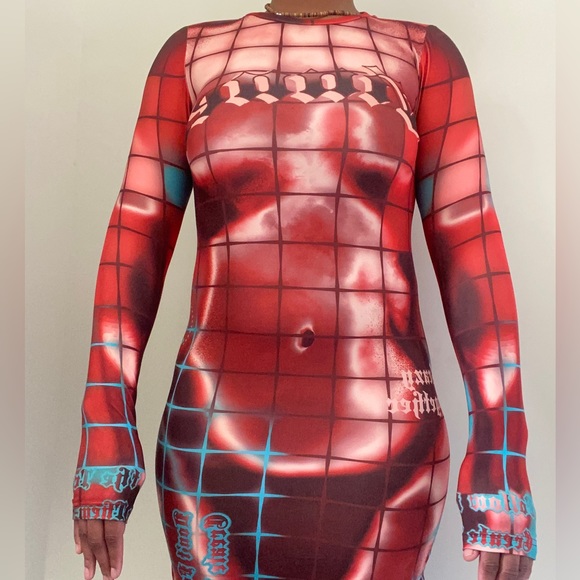 SHEIN Red Long Sleeve BodyCon Dress - Picture 1 of 5